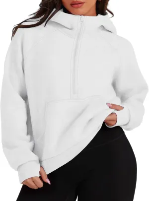 TAKEYAL Womens Plus Size Hoodies Oversized Sweatshirts Half Quarter Zip Pullover Long Sleeve Fall Outfits With Pocket