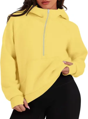 TAKEYAL Womens Plus Size Hoodies Oversized Sweatshirts Half Quarter Zip Pullover Long Sleeve Fall Outfits With Pocket