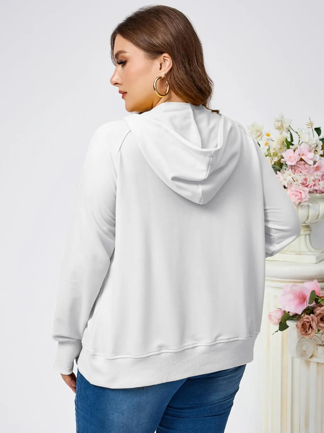 TAKEYAL Womens Plus Size Hoodies Oversized Sweatshirts Half Quarter Zip Pullover Long Sleeve Fall Outfits With Pocket