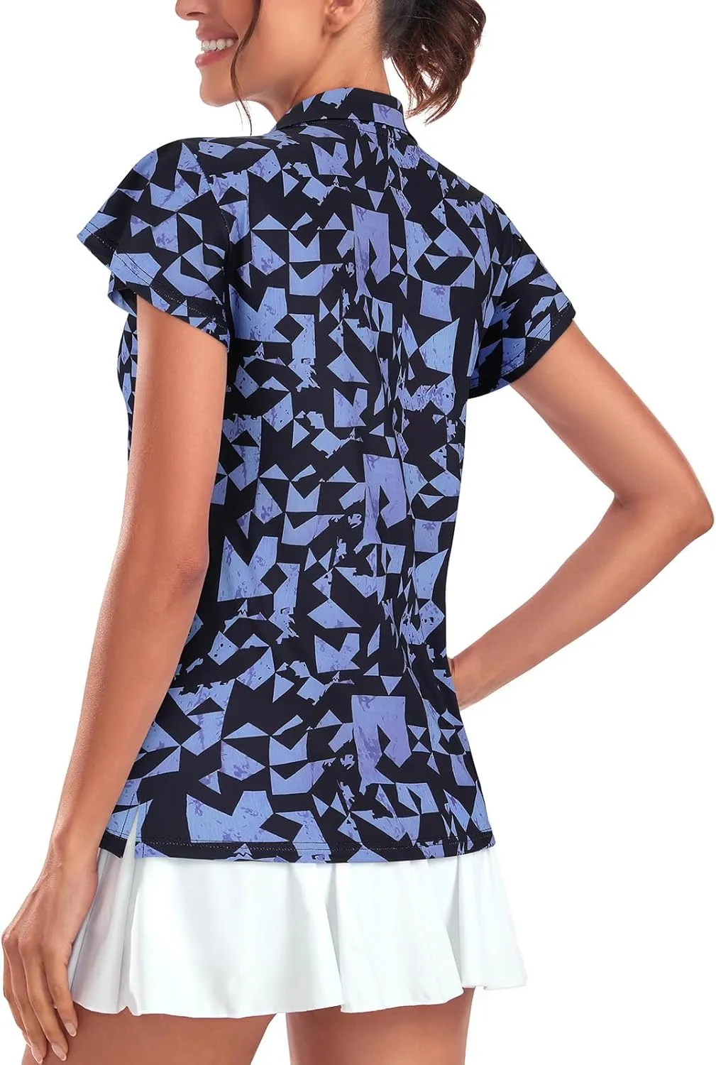 Tanst Sky Women's Golf Polo Shirts Zip Up Ruffles Short Sleeve Workout Tops Quick Dry