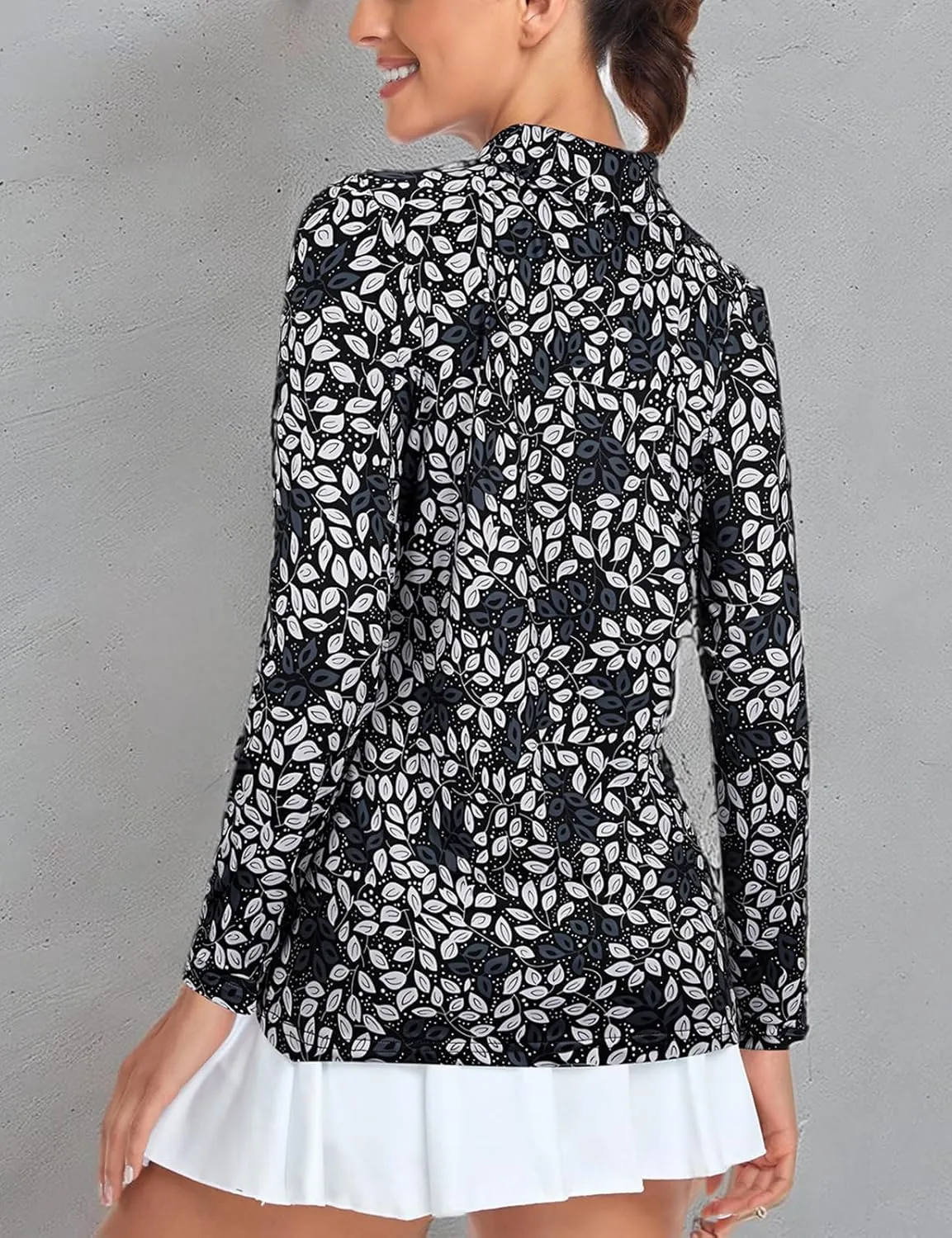 Tanst Sky Women's Golf Shirt UPF 50  Long Sleeve Quarter Zip Pullover Athletic Hiking Workout Tops