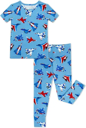 Toddler Boys Girls Pajamas Soft Bamboo Viscose Short Sleeve Top and Pants Summer 2 Piece PJs Set