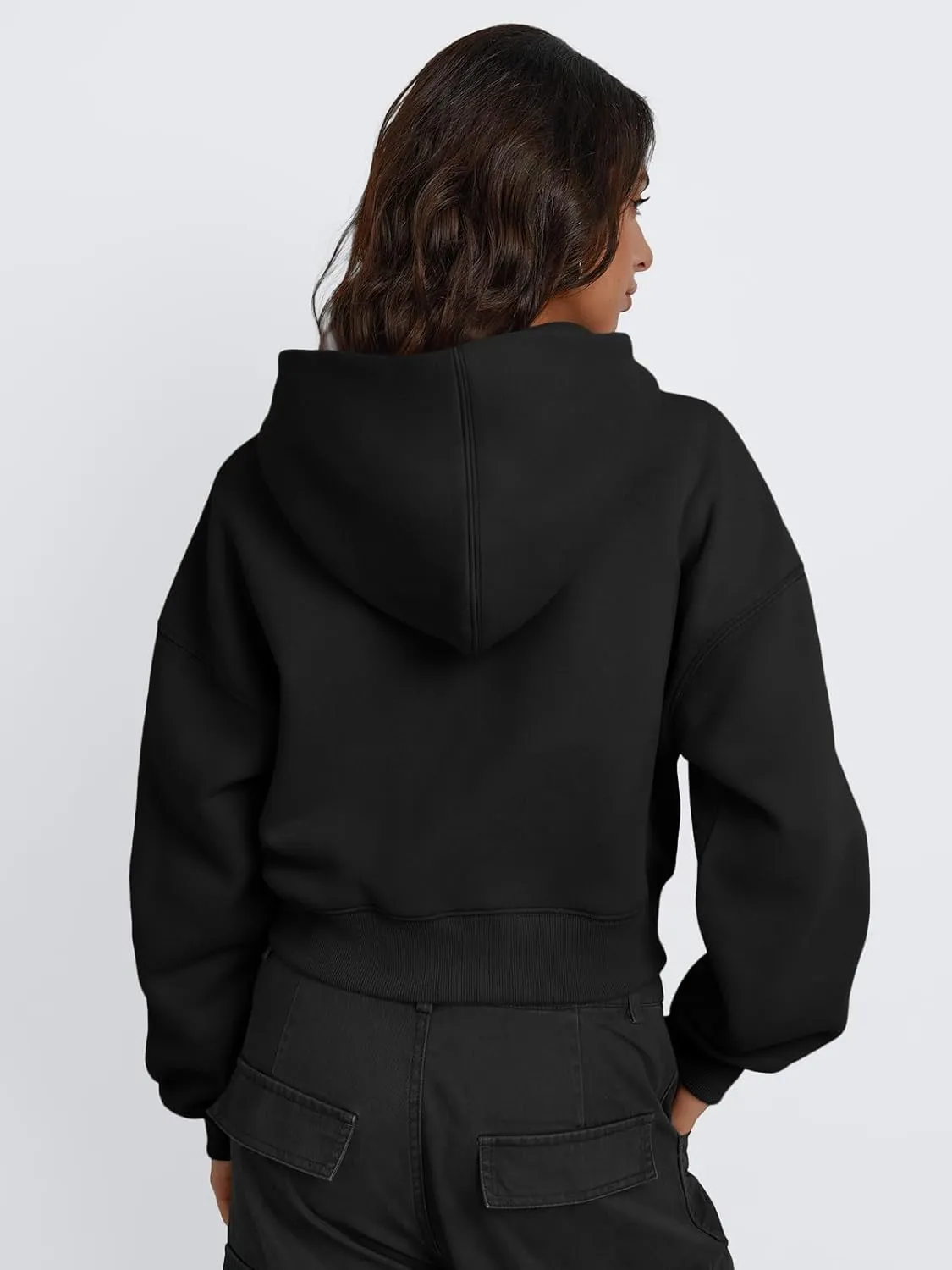 Trendy Queen Womens Cropped Hoodie Long Sleeve Sweatshirts Fall Fashion 2024 Casual Y2k Outfits Winter Clothes