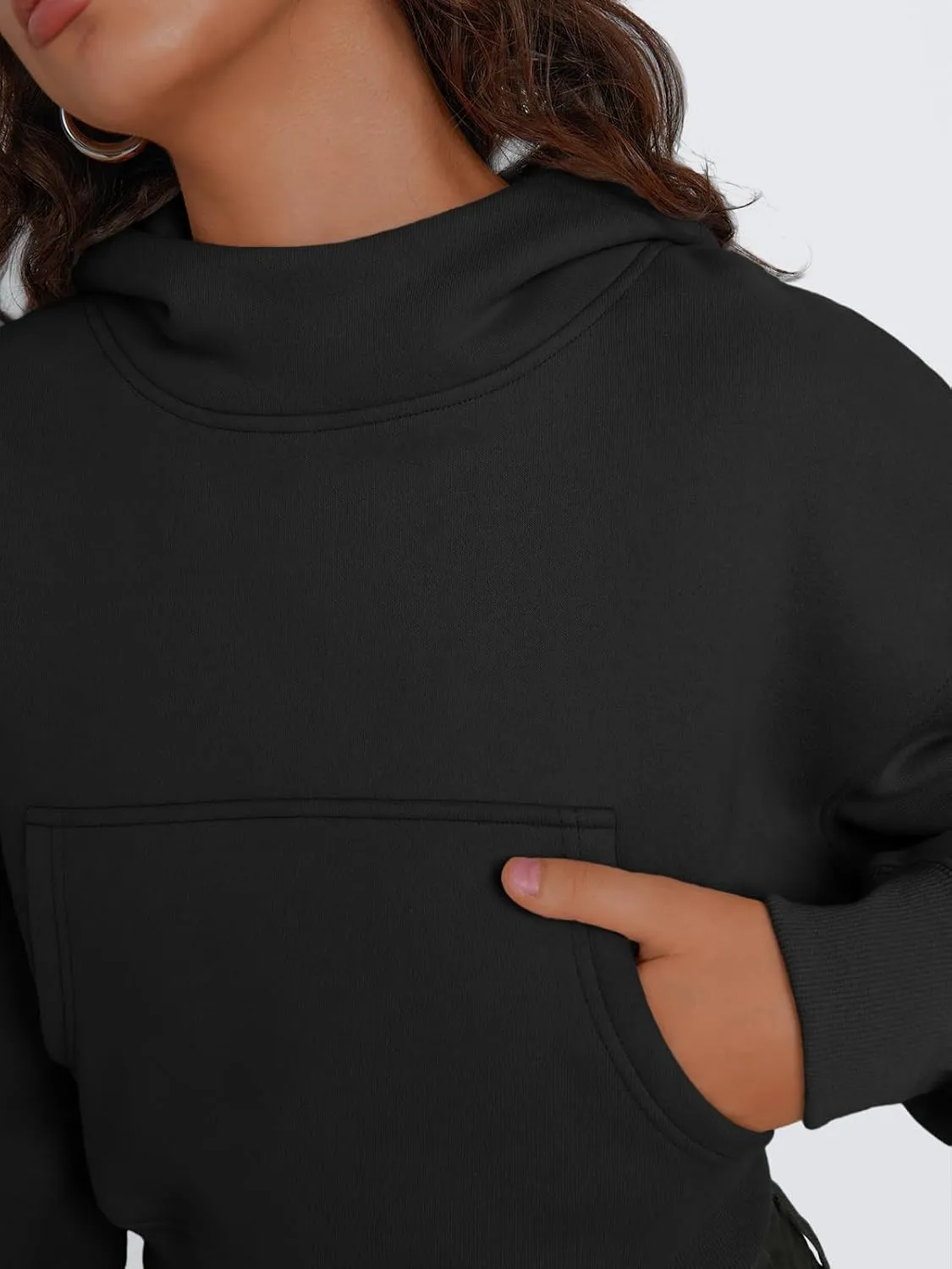 Trendy Queen Womens Cropped Hoodie Long Sleeve Sweatshirts Fall Fashion 2024 Casual Y2k Outfits Winter Clothes