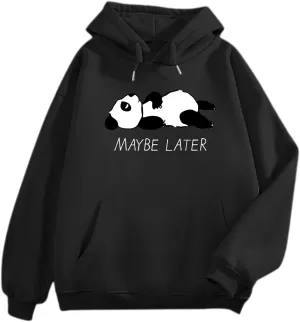 Tuislay Cute Panda Graphic Hoodie For Teen Girls Preppy Kawaii Hoodies Womens Sweatshirts Oversized Fleece Hooded Pullover