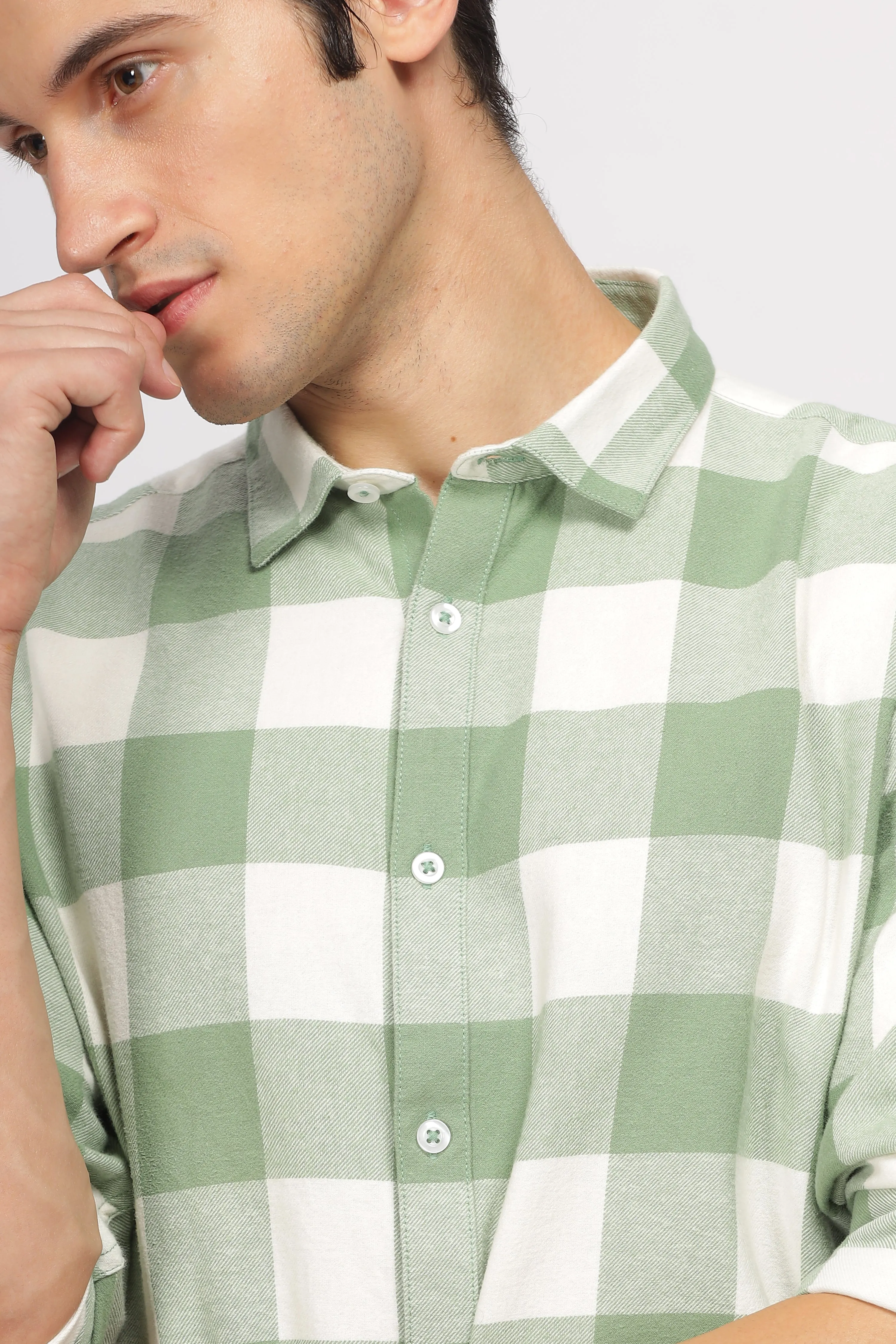 Uri Green Checked Flannel Shirt