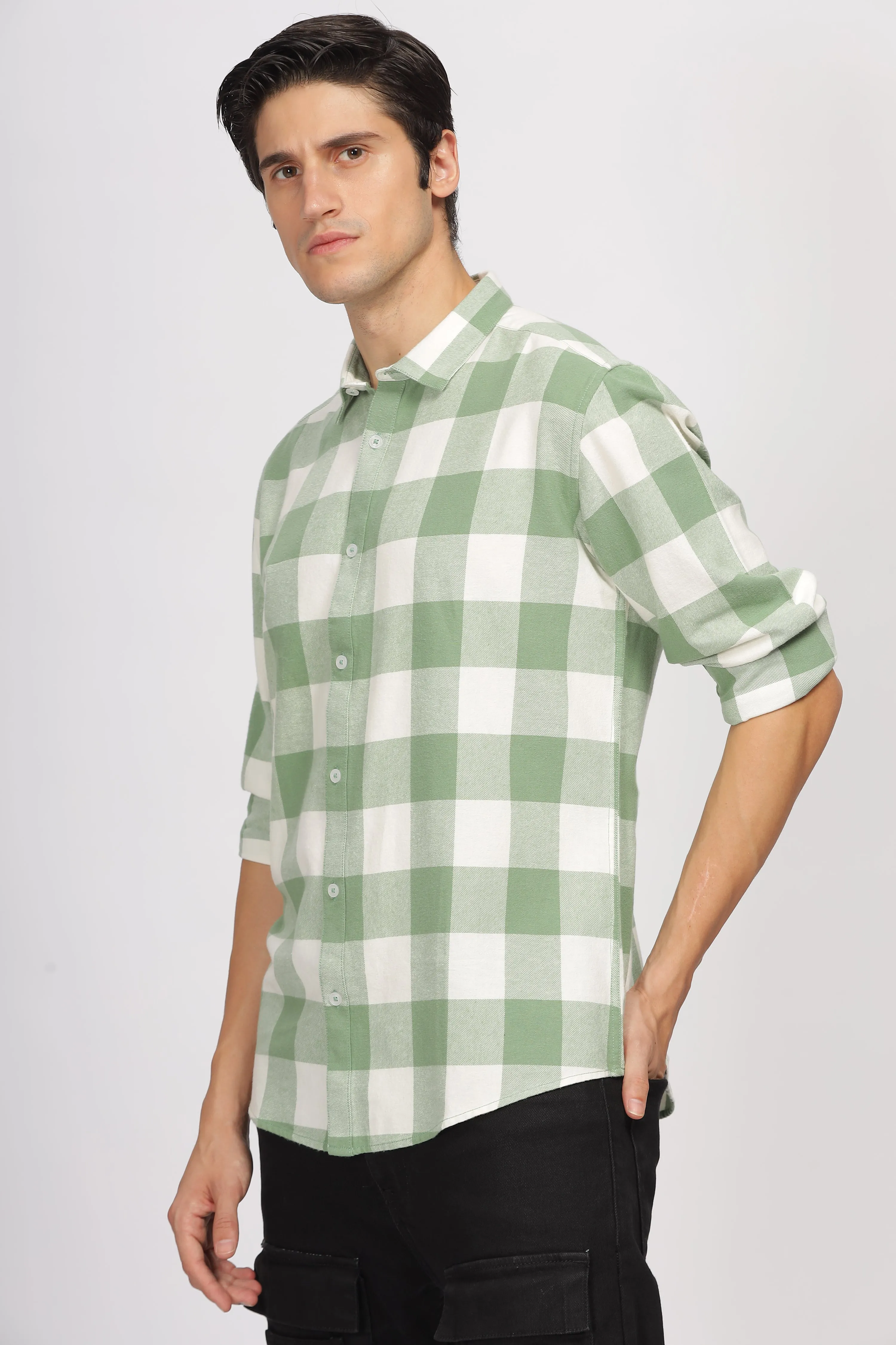 Uri Green Checked Flannel Shirt