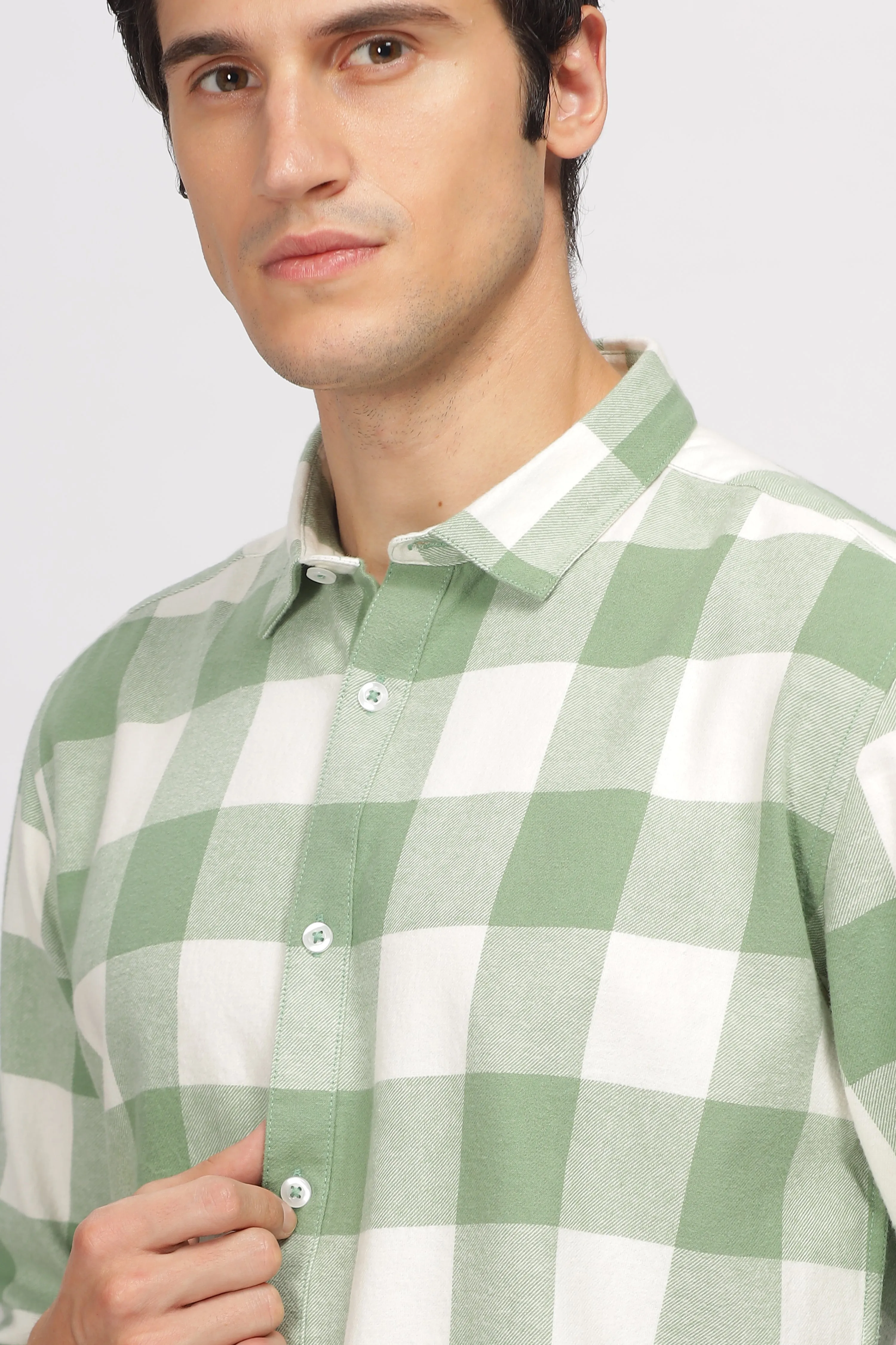 Uri Green Checked Flannel Shirt