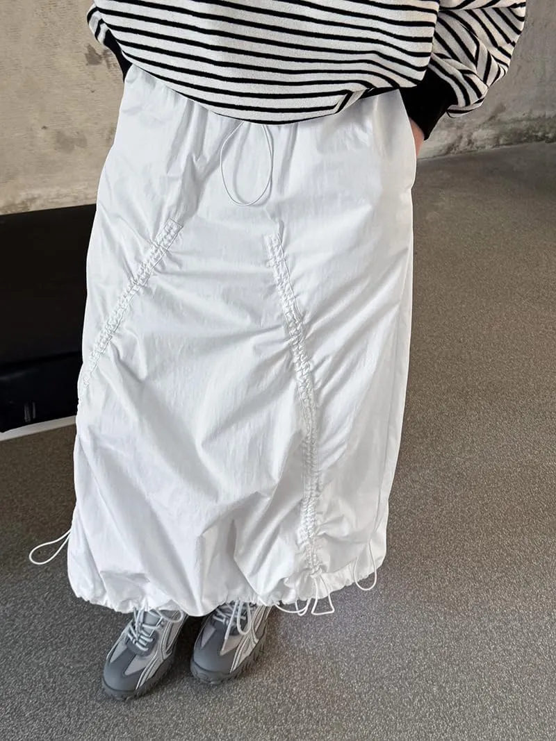 utcoco Women Casual Baggy Drawstring Parachute Skirt Lightweight Comfy Shirried Cargo Maxi Long Skirts with Pockets