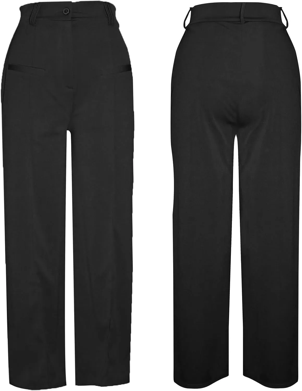 Vakkest Women High Waist Wide Leg Pants Casual Loose Palazzo Long Slacks Business Work Office Trousers with Pockets