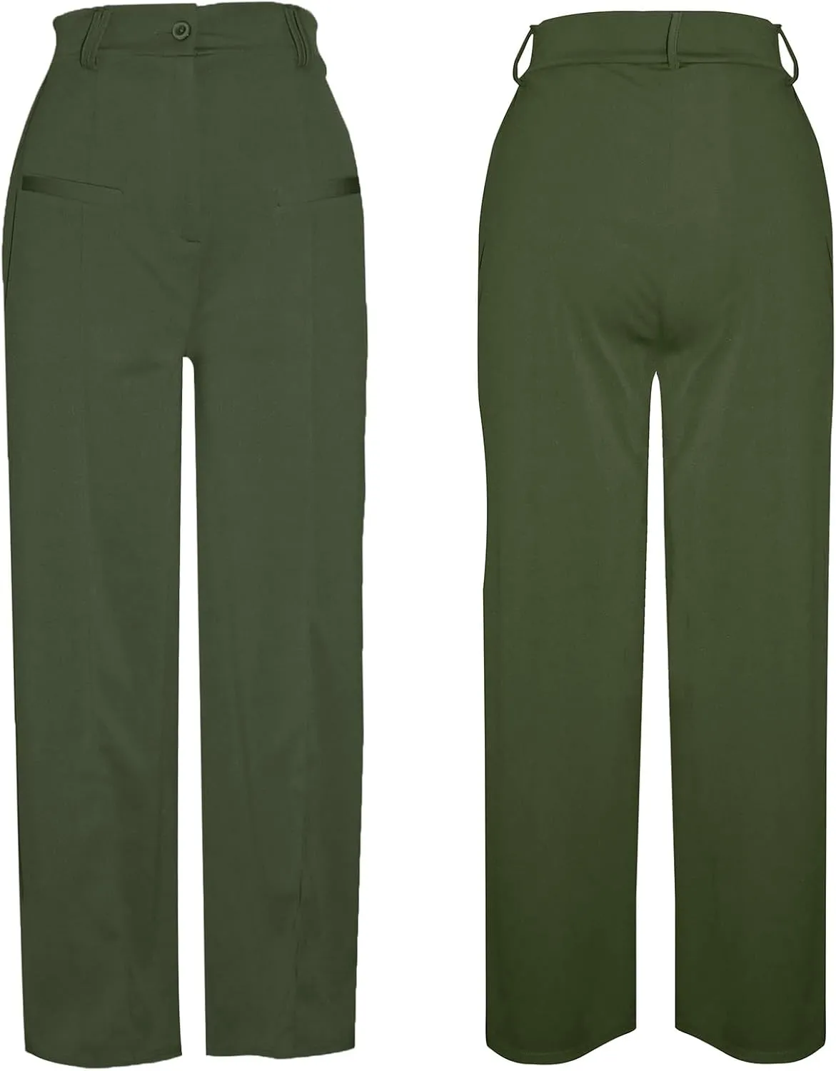 Vakkest Women High Waist Wide Leg Pants Casual Loose Palazzo Long Slacks Business Work Office Trousers with Pockets