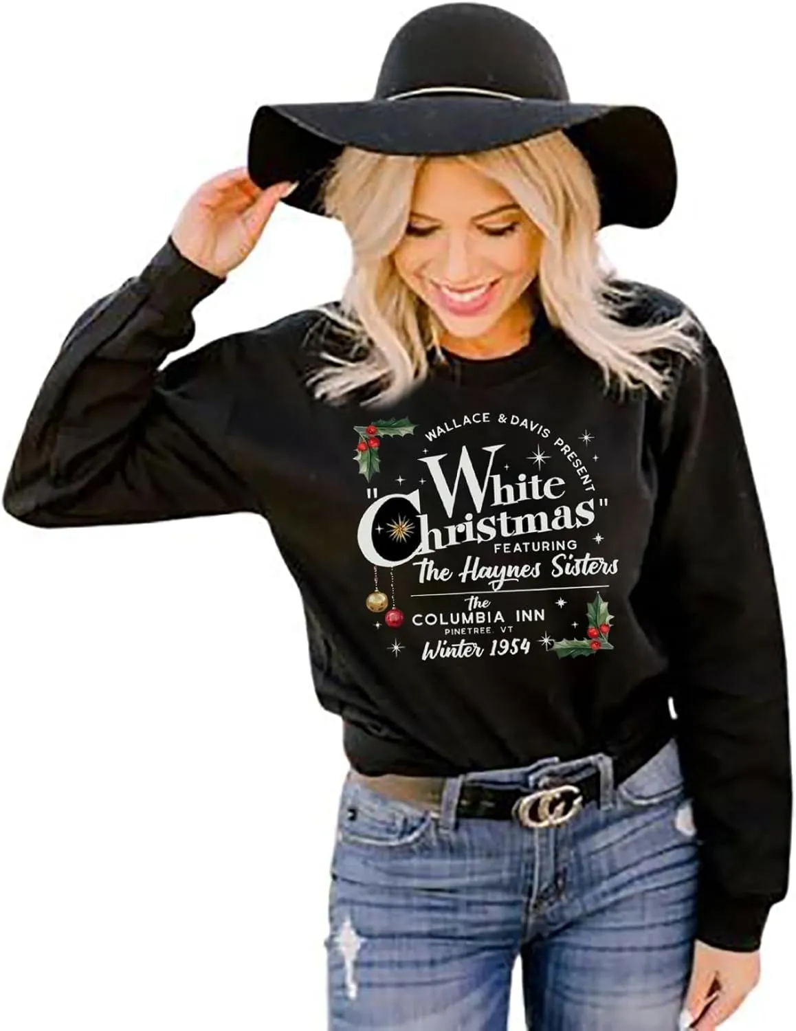 White Christmas Sweatshirt for Women Christmas Sweatshirt White Christmas Movie Sweatshirt Xmas Holiday Pullover