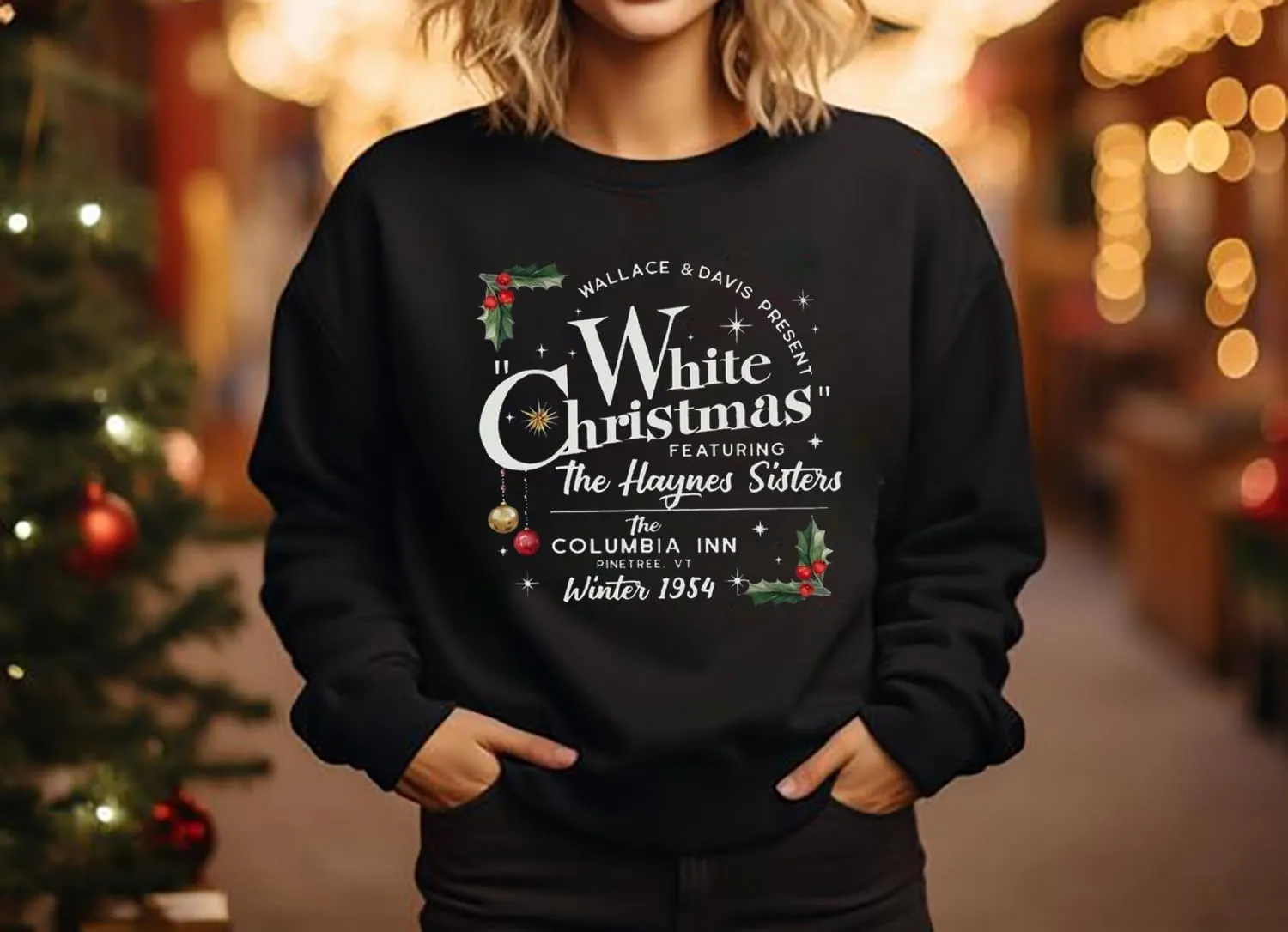 White Christmas Sweatshirt for Women Christmas Sweatshirt White Christmas Movie Sweatshirt Xmas Holiday Pullover
