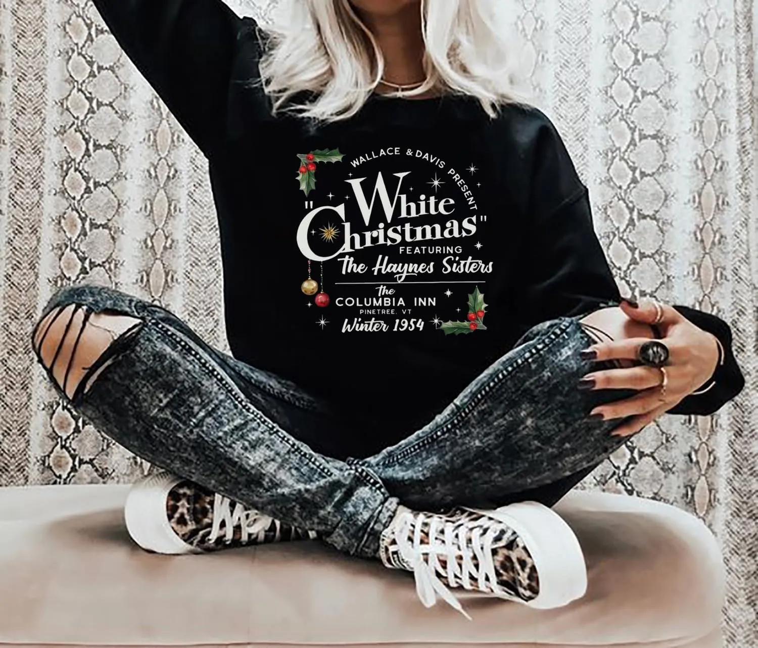 White Christmas Sweatshirt for Women Christmas Sweatshirt White Christmas Movie Sweatshirt Xmas Holiday Pullover