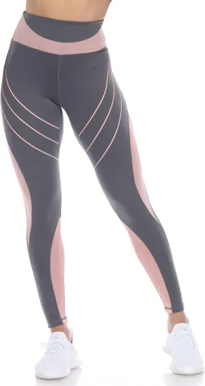 white mark Women's High Waist Contour Striped Active Leggings