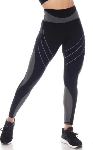 white mark Women's High Waist Contour Striped Active Leggings