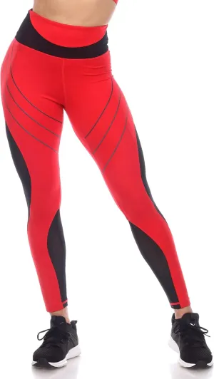 white mark Women's High Waist Contour Striped Active Leggings