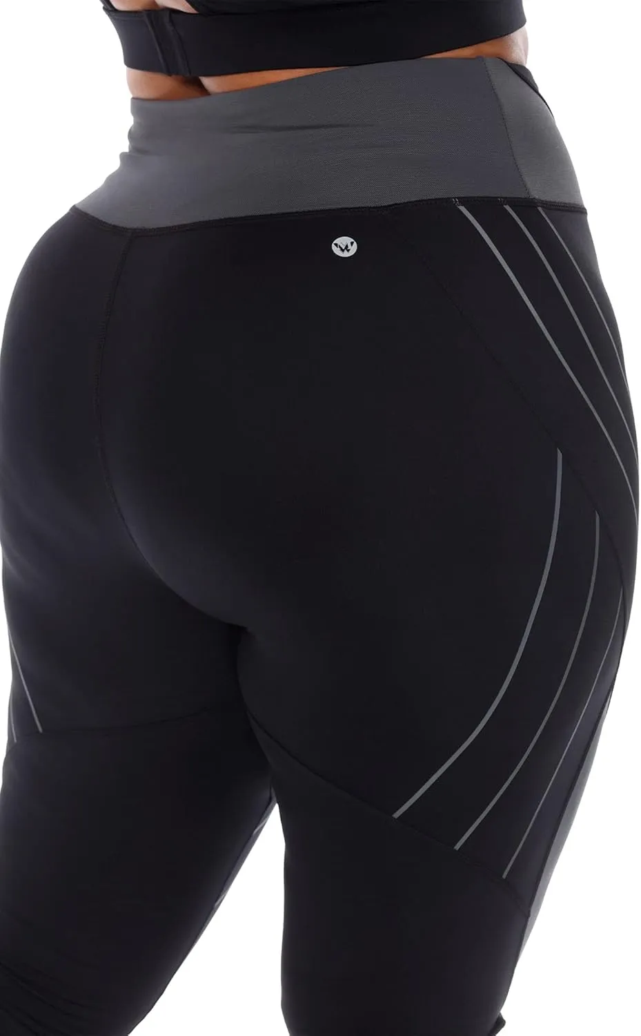 white mark Women's Plus Size High Waist Contour Striped Active Leggings