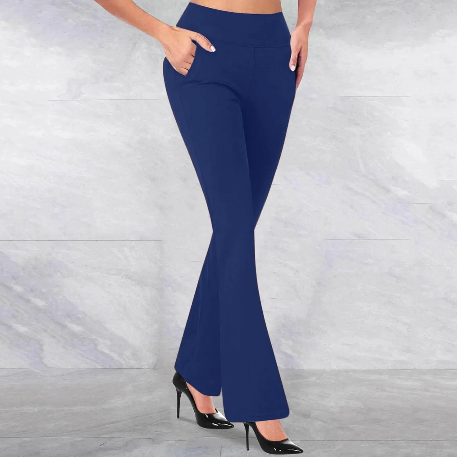 Women Bootcut Work Pants Trendy Business Casual Trouser Solid Yoga Workout Slacks High Waist Stretch Leg Office Pant