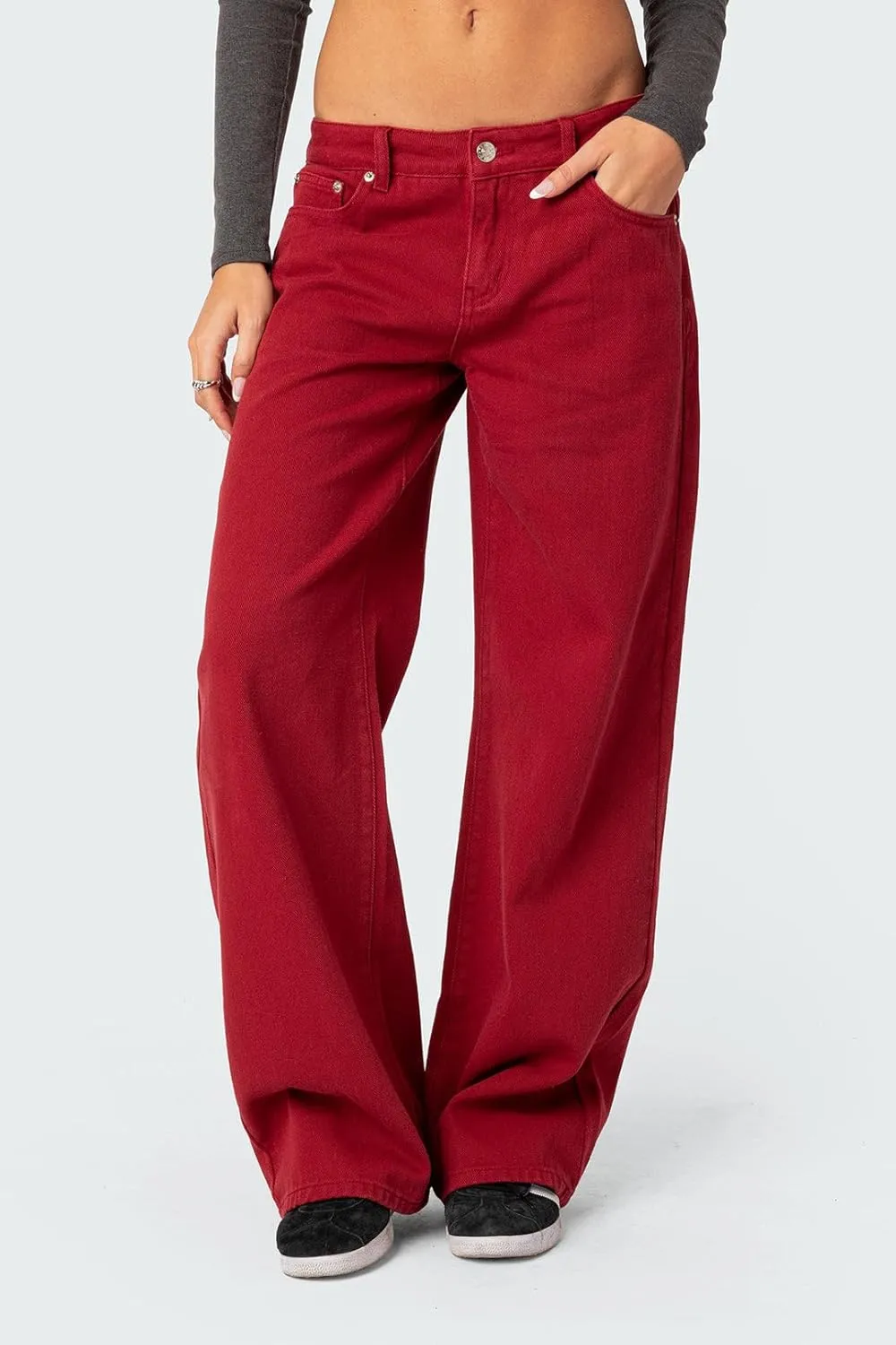 Women Y2k Straight Leg Jeans Pants High Waist Pockets Loose Fit Denim Trousers Streetwear