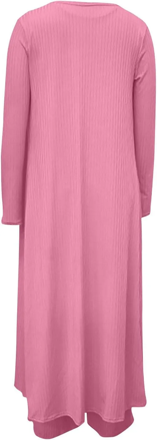 Women's 3 Piece Matching Set Ribbed Knit Lounge Sets Tank Cardigan and High Waist Pants Pajamas Loungewear Outfits