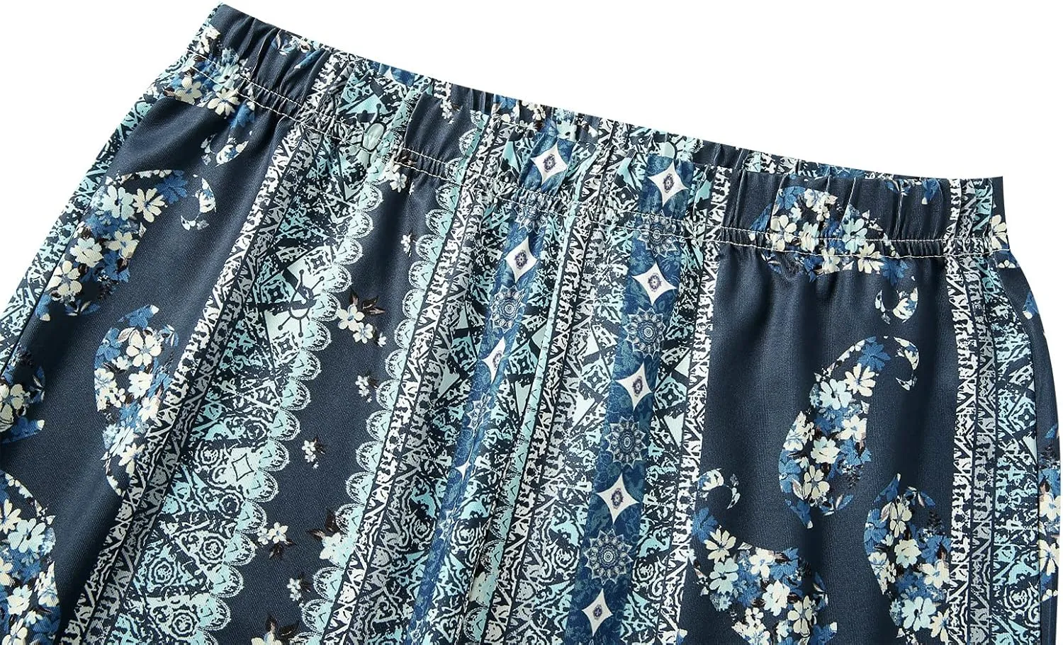 Womens Boho Flare Pants Retro Floral Print High Elastic Waist Bell Bottom Straight Wide Leg Yoga Palazzo Trousers