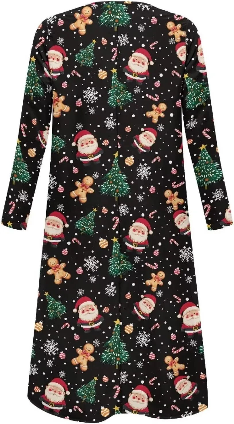 Women's Long Sleeve Oversized Maxi Dress Button Up Casual Style Loose Fall Vacation Dresses with Pockets