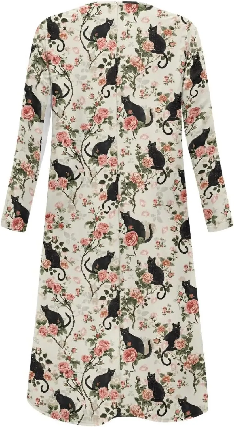 Women's Long Sleeve Oversized Maxi Dress Button Up Casual Style Loose Fall Vacation Dresses with Pockets