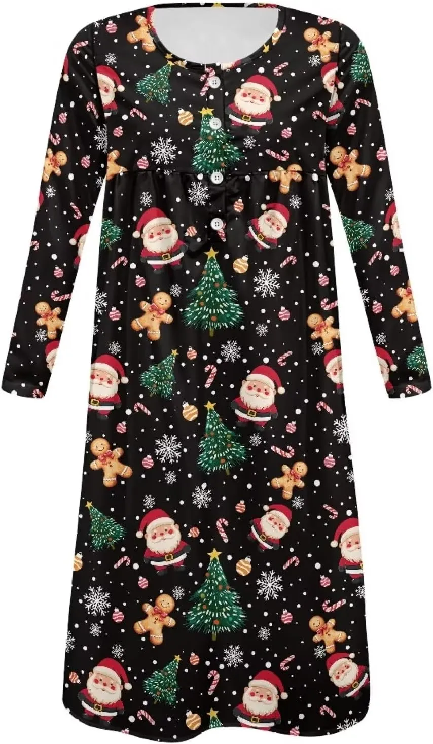 Women's Long Sleeve Oversized Maxi Dress Button Up Casual Style Loose Fall Vacation Dresses with Pockets