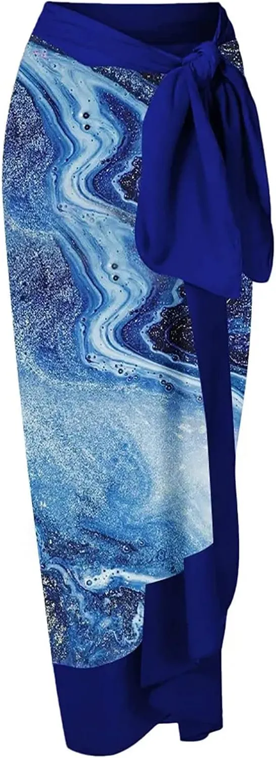 Womens One Piece Swimsuits with Cover Up 2024 Vacation Outfits 2 Piece Floral Print Bathing Suit Wrap Skirt Sarong