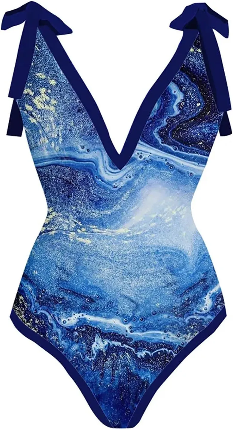 Womens One Piece Swimsuits with Cover Up 2024 Vacation Outfits 2 Piece Floral Print Bathing Suit Wrap Skirt Sarong