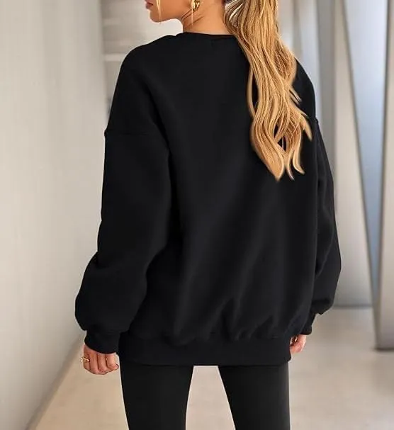 Womens Oversized Crewneck Sweatshirts Solid Color Hoodies Pullover Fall Outfits Teen Girls Cute Casual Fashion Tops