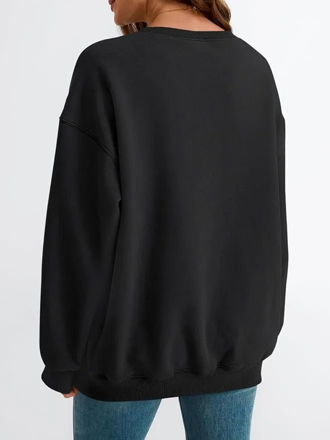 Womens Oversized Crewneck Sweatshirts Solid Color Hoodies Pullover Fall Outfits Teen Girls Cute Casual Fashion Tops