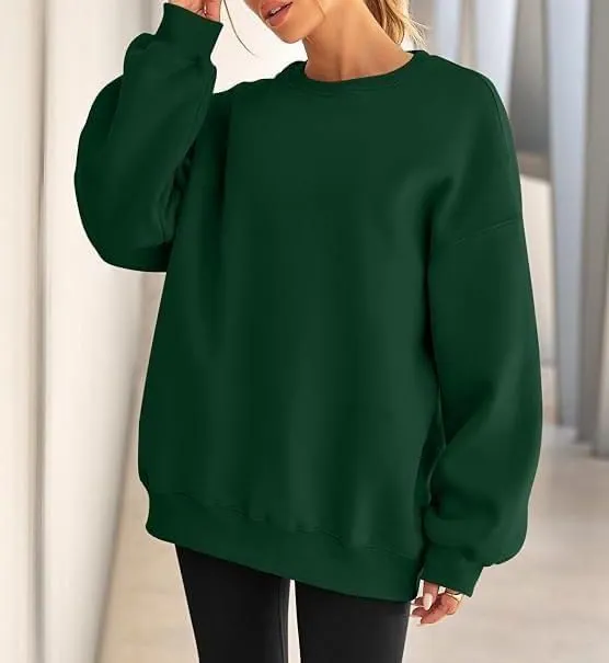 Womens Oversized Crewneck Sweatshirts Solid Color Hoodies Pullover Fall Outfits Teen Girls Cute Casual Fashion Tops