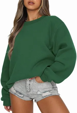 Womens Oversized Crewneck Sweatshirts Solid Color Hoodies Pullover Fall Outfits Teen Girls Cute Casual Fashion Tops