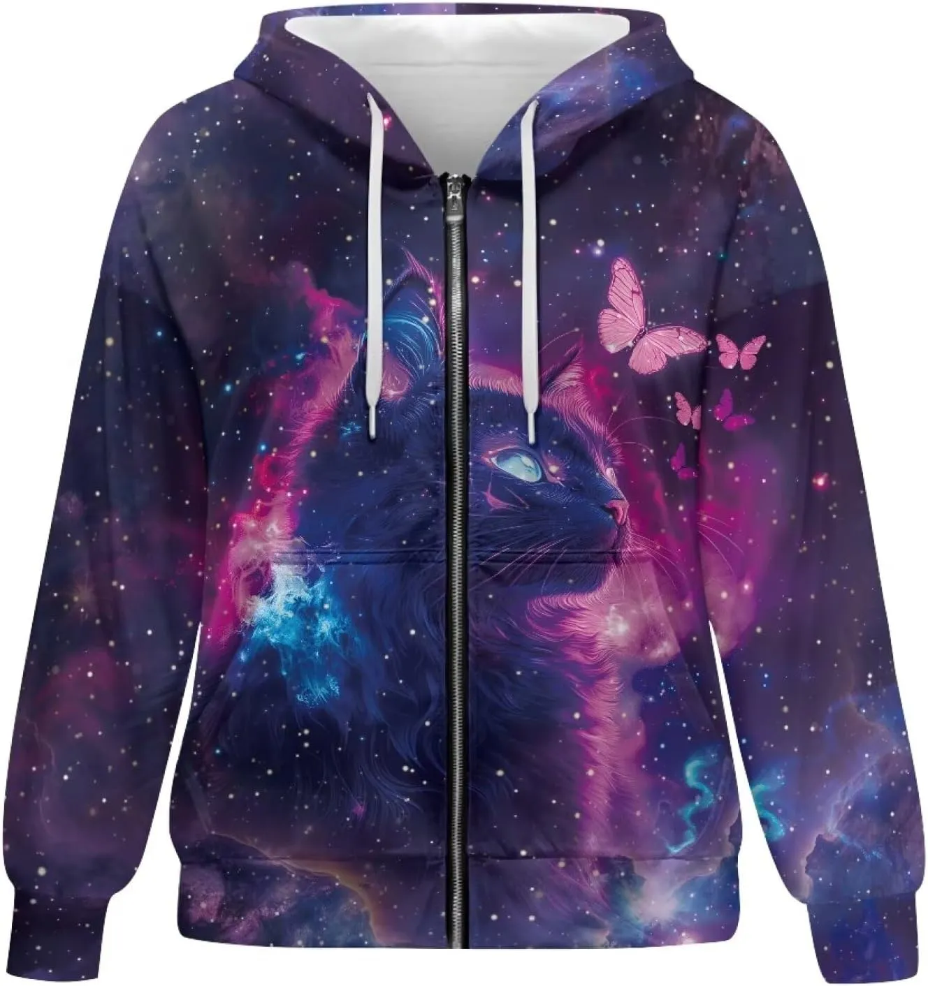 Women's Oversized Hoodies with Zipper Lightweight Fashion Full Zip Up Sweatshirts Jacket Outfit with Pockets