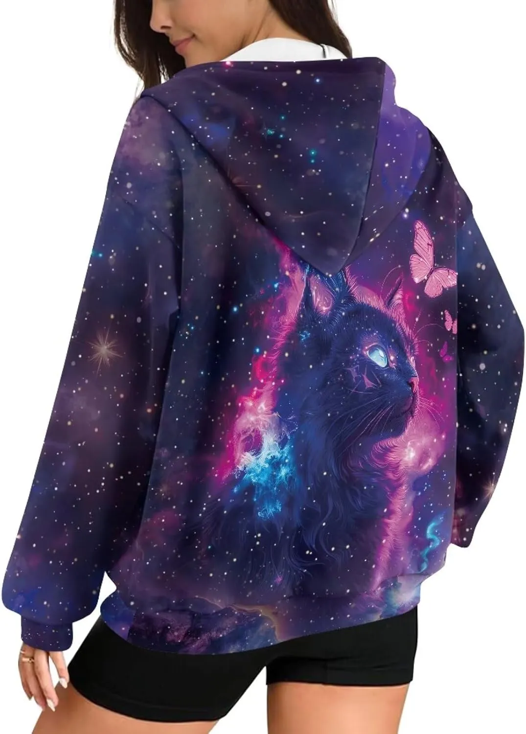 Women's Oversized Hoodies with Zipper Lightweight Fashion Full Zip Up Sweatshirts Jacket Outfit with Pockets