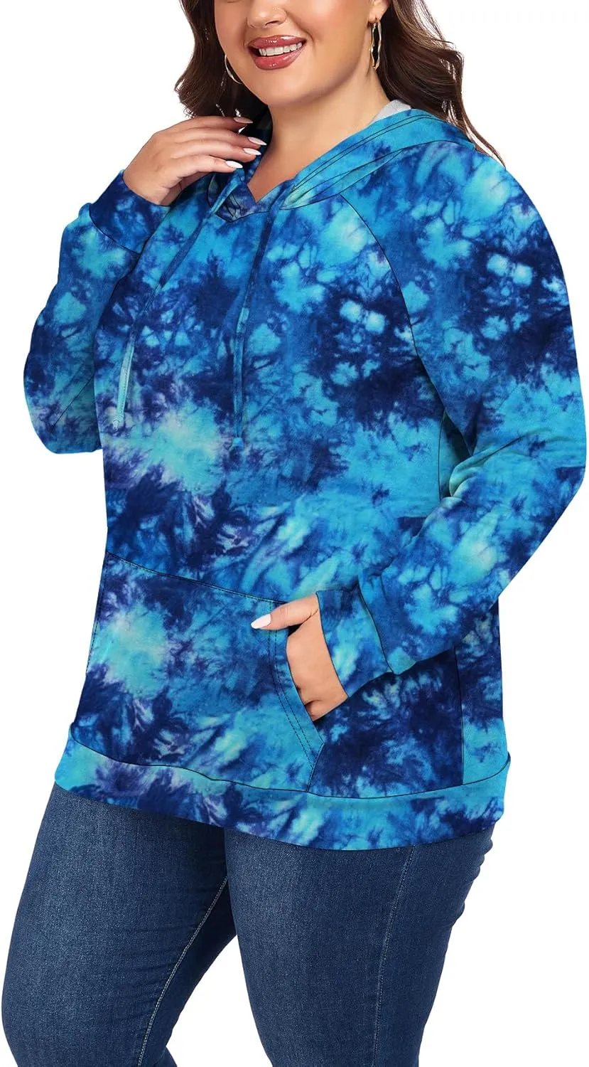 Women's Plus Size Hoodies Long Sleeve Drawstring Pullover Sweatshirt with Pocket XL-5XL