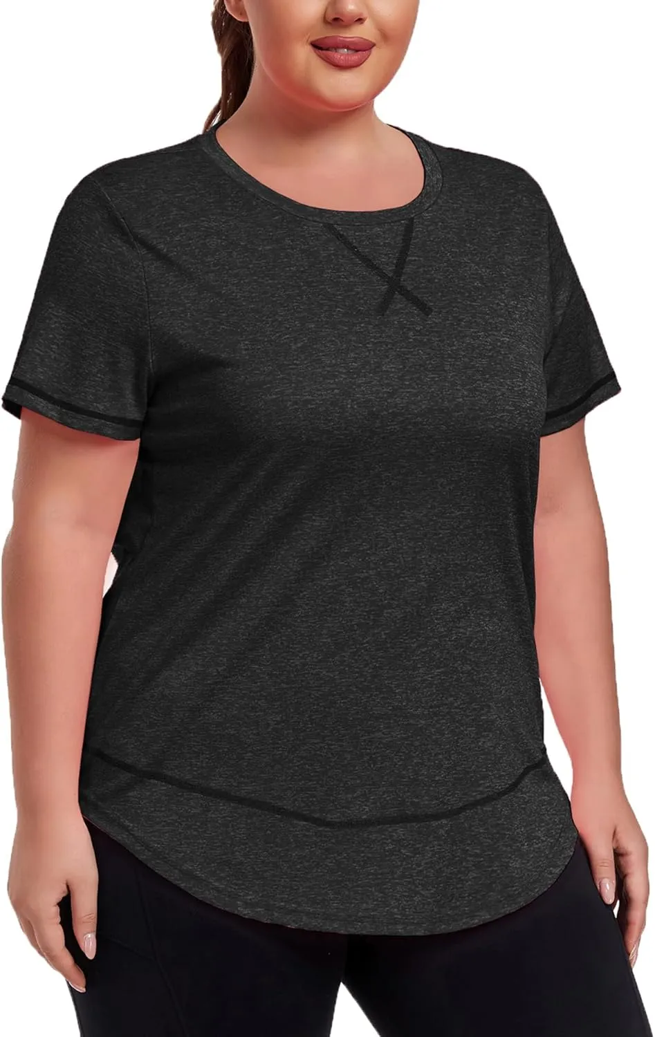 Women's Plus Size Workout Tops Short Sleeve Loose fit Shirts Athletic Gym Yoga Clothing