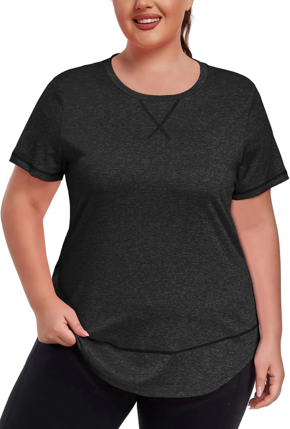 Women's Plus Size Workout Tops Short Sleeve Loose fit Shirts Athletic Gym Yoga Clothing
