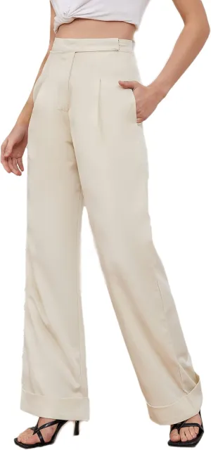 Womens Wide Leg Trousers Pants High Waisted Black Business Work Straight Leg Long Pants