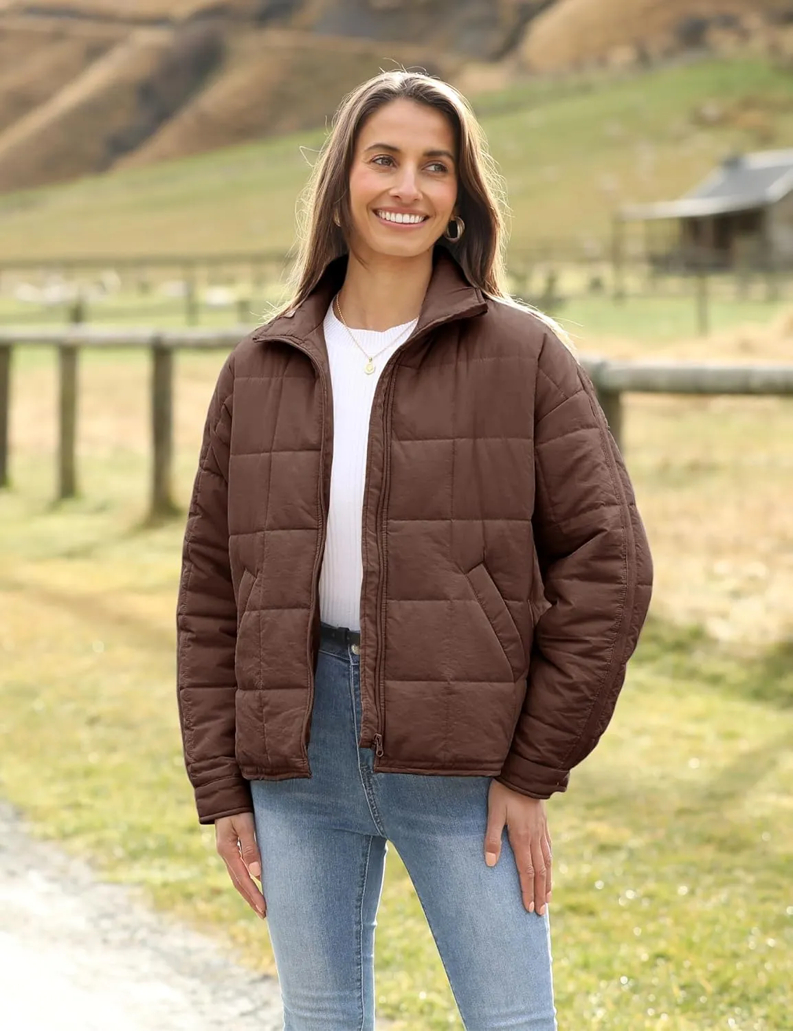 Xiaoxuemeng Womens Quilted Puffer Jacket Zip Up Lightweight Padded Coat Outwear