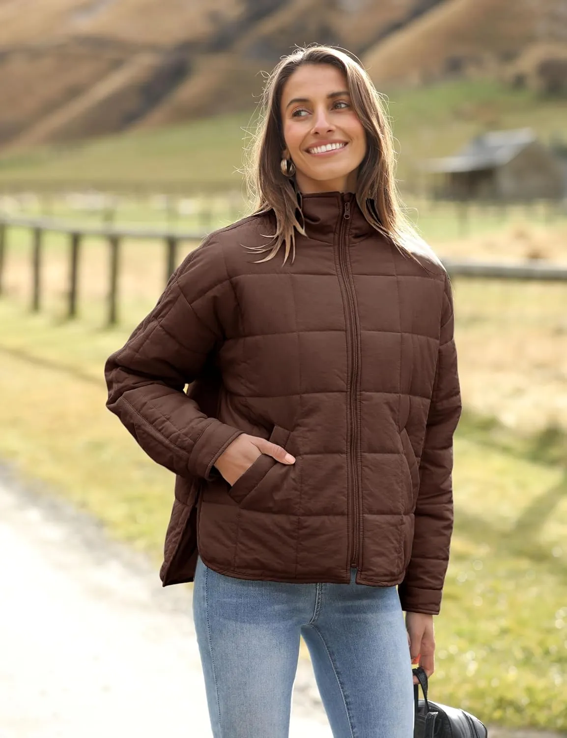 Xiaoxuemeng Womens Quilted Puffer Jacket Zip Up Lightweight Padded Coat Outwear