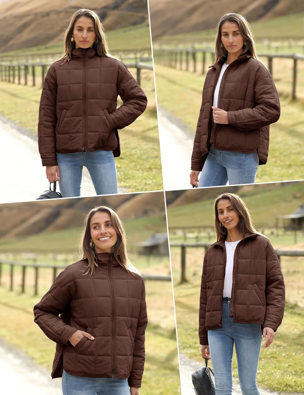 Xiaoxuemeng Womens Quilted Puffer Jacket Zip Up Lightweight Padded Coat Outwear