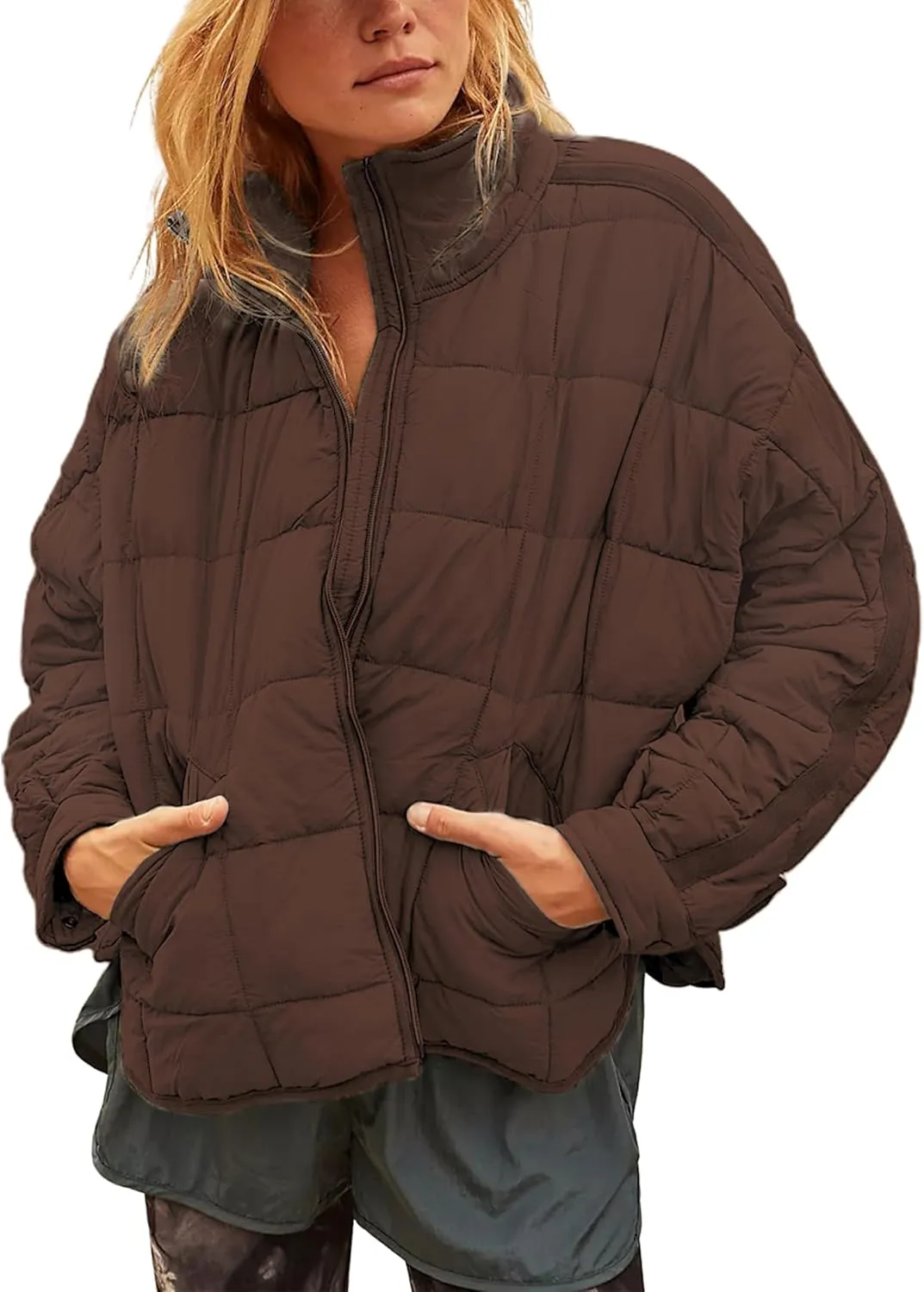 Xiaoxuemeng Womens Quilted Puffer Jacket Zip Up Lightweight Padded Coat Outwear