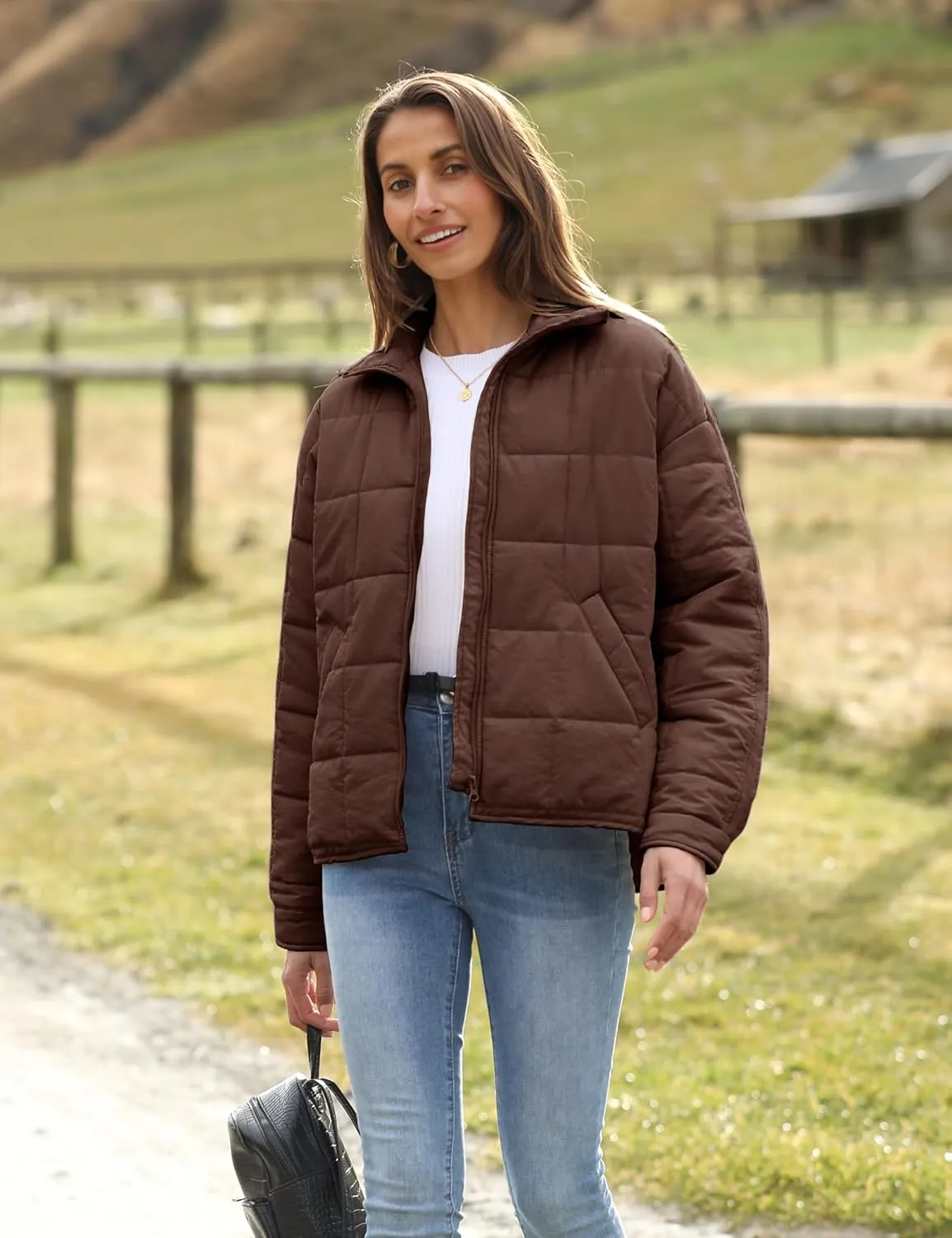 Xiaoxuemeng Womens Quilted Puffer Jacket Zip Up Lightweight Padded Coat Outwear