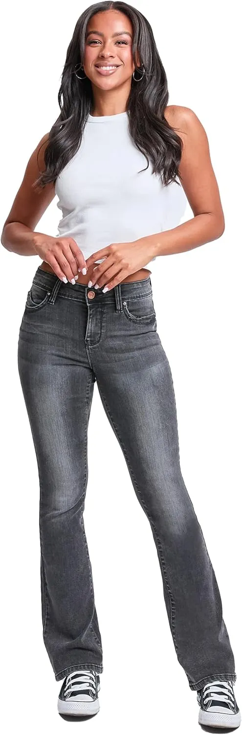 YMI Women's Wannabettabutt Mid Rise Bootcut Jeans