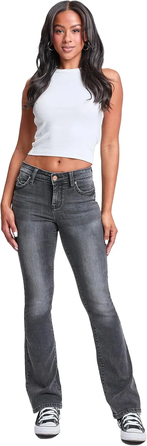 YMI Women's Wannabettabutt Mid Rise Bootcut Jeans