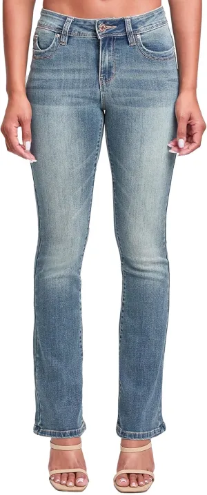 YMI Women's Wannabettabutt Mid Rise Bootcut Jeans