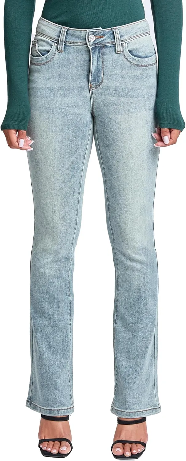 YMI Women's Wannabettabutt Mid Rise Bootcut Jeans